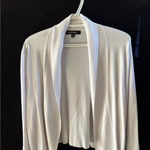 Ellen Tracy Cream Open-Front Cardigan